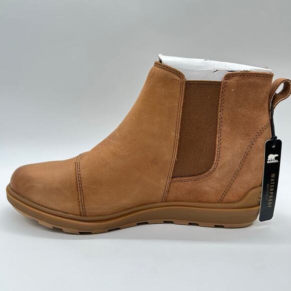 Sorel Boots Womens 10.5 Tan‎ Evie Lug Sole Wedge Ankle Pull on Bootie NEW - Picture 2 of 11